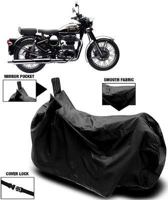 MMSSTAR Waterproof Two Wheeler Cover for Royal Enfield(Classic Chrome, Black)
