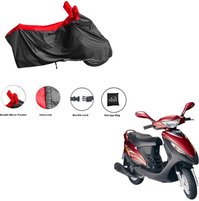 RiderShine Waterproof Two Wheeler Cover for Kinetic(Nova, Black, Red)