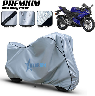 Starvin Waterproof Two Wheeler Cover for Yamaha(R15, Silver, Black)