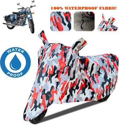 SnehaSales Waterproof Two Wheeler Cover for Royal Enfield(Classic Squadron, Red, White)