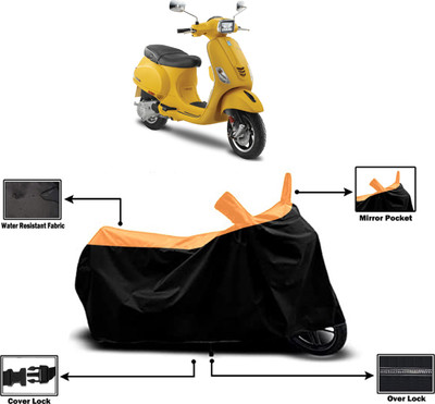 Amexride Two Wheeler Cover for Piaggio(Vespa SXL 150, Orange)
