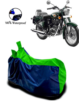Autofly Waterproof Two Wheeler Cover for Royal Enfield(Bullet 500, Blue, Green)