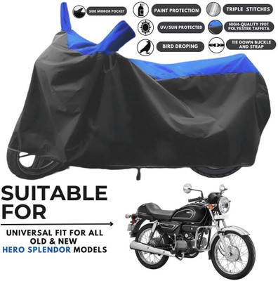 MADAFIYA Two Wheeler Cover for Hero(Splendor Pro Classic, Black, Blue)