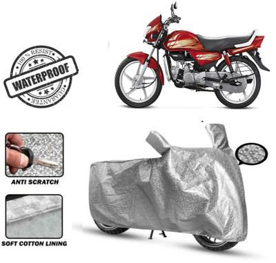 ROYAL AUTO MART Waterproof Two Wheeler Cover for Hero(HF, Silver)