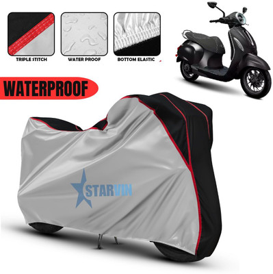 Starvin Waterproof Two Wheeler Cover for Bajaj(Chetak, Silver, Black)