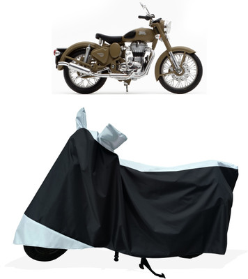 Tricway Two Wheeler Cover for Royal Enfield(Classic Desert Storm, White)