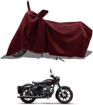 DeepShakshi AUTOMOTIVE Waterproof Two Wheeler Cover for Royal Enfield(Classic Stealth Black BS6, Maroon)