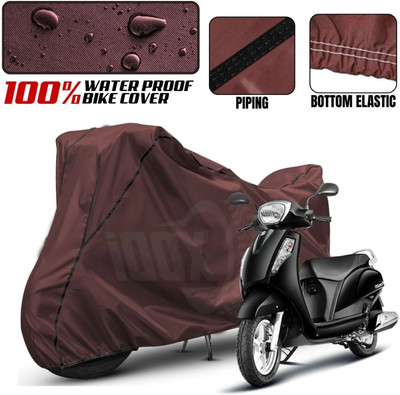 xodi Waterproof Two Wheeler Cover for Suzuki(Access 125, Maroon, Black)