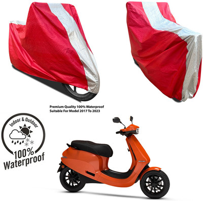 AUTOCAD Waterproof Two Wheeler Cover for TVS(Radeon, Silver, Red)
