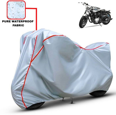 Delphinium Waterproof Two Wheeler Cover for Royal Enfield(Silver, Red)