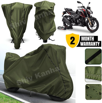 Shiv Kanha Waterproof Two Wheeler Cover for TVS(Apache RTR 200 4V, Green, Black)