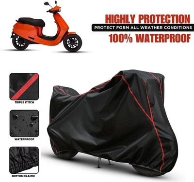 Shiv Kanha Waterproof Two Wheeler Cover for Ola(Electric, Black, Red)