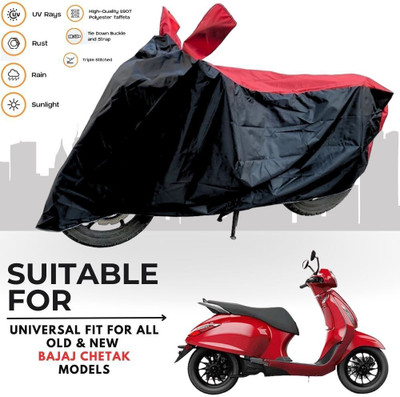 MADAFIYA Two Wheeler Cover for Bajaj(Urbanite Chetak BS6, Black, Red)