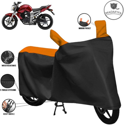 MADAFIYA Waterproof Two Wheeler Cover for Yamaha(FZ16, Black, Orange)