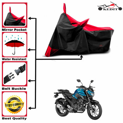 KEDIT Two Wheeler Cover for Yamaha(FZ FI, Red, Black)