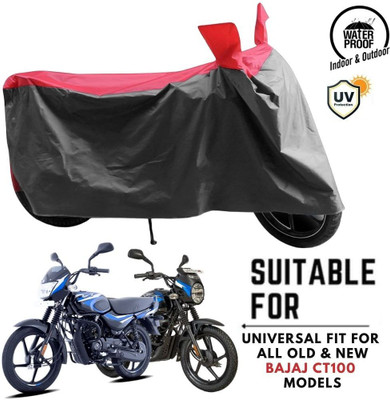 ZAQE Waterproof Two Wheeler Cover for Bajaj(CT100, Grey, Red)