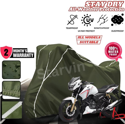 OliverX Waterproof Two Wheeler Cover for TVS(Apache RTR 160, Green, White)