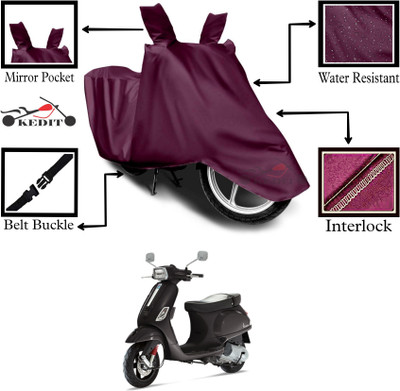 KEDIT Two Wheeler Cover for Piaggio(Vespa, Maroon)