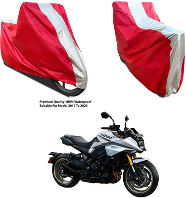 AutoGalaxy Waterproof Two Wheeler Cover for Suzuki(Katana, Silver, Red)