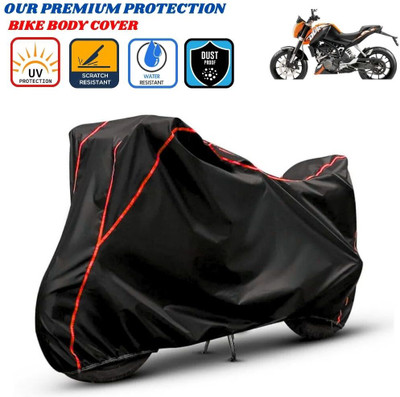 Delphinium Waterproof Two Wheeler Cover for KTM(125 Duke, Black, Red)