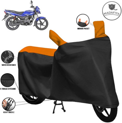 MADAFIYA Waterproof Two Wheeler Cover for Bajaj(Platina 125, Black, Orange)