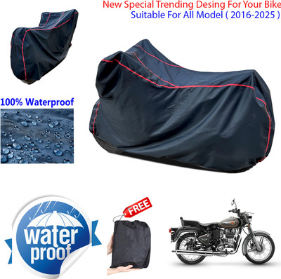 AUTOCAD Waterproof Two Wheeler Cover for Royal Enfield(Bullet 500, Black)