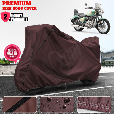 xodi Waterproof Two Wheeler Cover for Royal Enfield(Meteor 350, Maroon, Black)