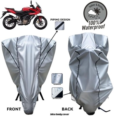 MADAFIYA Two Wheeler Cover for Bajaj(Pulsar AS 150, Silver, Black)