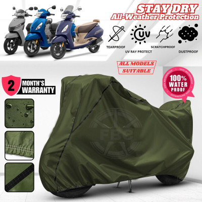 AutoGalaxy Waterproof Two Wheeler Cover for TVS(Jupiter, Green, Black)
