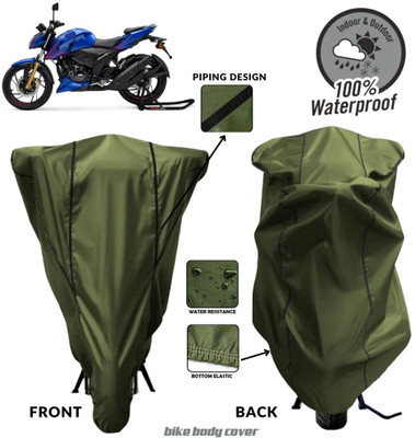 MADAFIYA Two Wheeler Cover for TVS(Apache RTR 200 Fi E100, Green, Black)