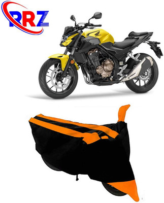 RRZ Waterproof Two Wheeler Cover for Honda(CB 500, Black, Orange)