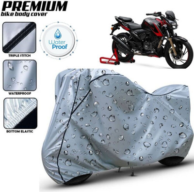kerwa Waterproof Two Wheeler Cover for TVS(Apache RTR 200 4V, Silver, Black)