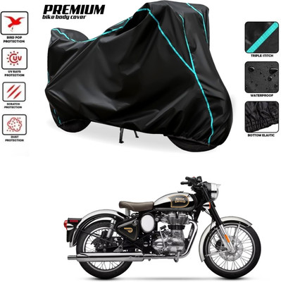 SThanaveX Waterproof Two Wheeler Cover for Royal Enfield(Classic Chrome, Black)
