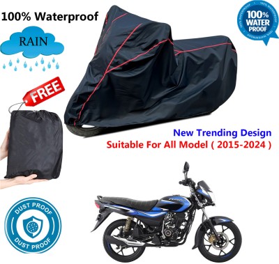 AutoGalaxy Waterproof Two Wheeler Cover for Bajaj(Platina 110 H-Gear BS6, Black, Red)