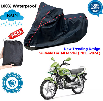 AUTOCAD Waterproof Two Wheeler Cover for Hero(HF Deluxe Eco, Black, Red)