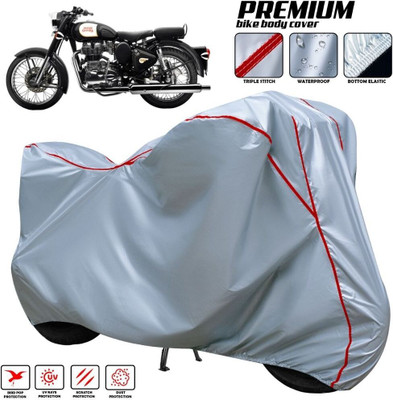 xodi Waterproof Two Wheeler Cover for Royal Enfield(Classic 350 Signals, Silver, Red, Multicolor)