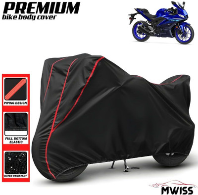 Mwiss Waterproof Two Wheeler Cover for Yamaha(YZF R3, Black, Red)