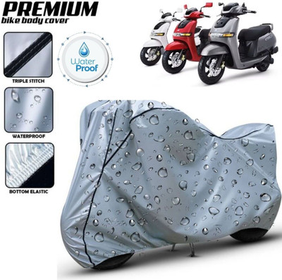 kerwa Waterproof Two Wheeler Cover for TVS(iQube, Silver, Black)
