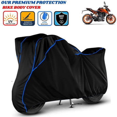Delphinium Waterproof Two Wheeler Cover for KTM(200 Duke, Black, Blue)