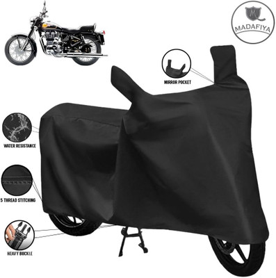 MADAFIYA Waterproof Two Wheeler Cover for Royal Enfield(Bullet 350 Twinspark, Black)