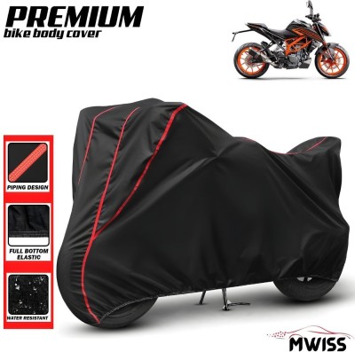 Mwiss Waterproof Two Wheeler Cover for KTM(125 Duke, Black, Red)