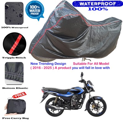 AutoGalaxy Waterproof Two Wheeler Cover for Bajaj(Platina 110, Black, Red)