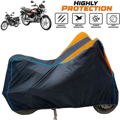 ZAQE Two Wheeler Cover for Hero(HF Deluxe BS6, Black, Orange, Blue)