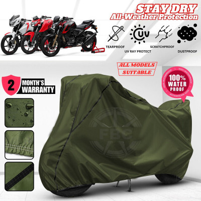 AUTOCAD Waterproof Two Wheeler Cover for TVS(Apache, Green, Black)
