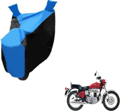 Mdstar Waterproof Two Wheeler Cover for Royal Enfield(Electra Delux, Black, Blue)