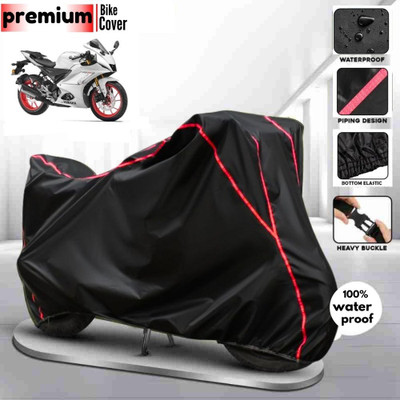 BOTAUTO Waterproof Two Wheeler Cover for Yamaha(R15 V3, Black, Red)
