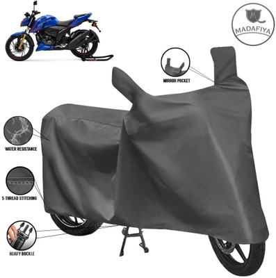 MADAFIYA Waterproof Two Wheeler Cover for TVS(Apache RTR 200 4V, Grey)