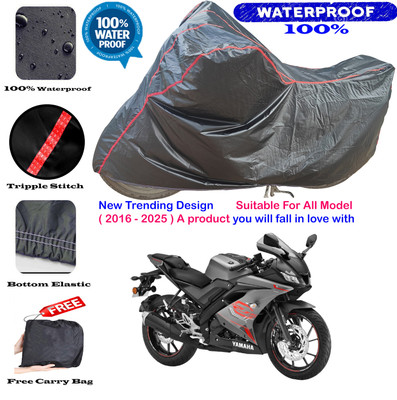 AutoGalaxy Waterproof Two Wheeler Cover for Yamaha(YZF-R15 V3 BS6, Black, Red)
