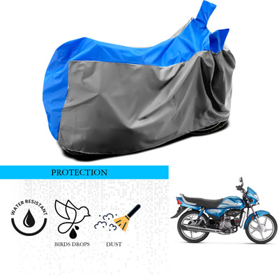 ANTHUB Waterproof Two Wheeler Cover for Hero(CD deluxe, Grey, Blue)
