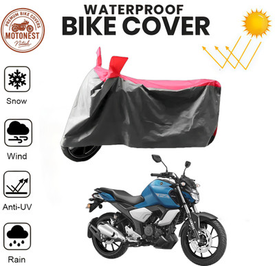 MOTONEST Waterproof Two Wheeler Cover for Yamaha(FZ S V3.0 FI, Red, Grey)